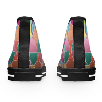 Colorful Geometric Mosaic Women's High Top Sneakers | Abstract Pattern