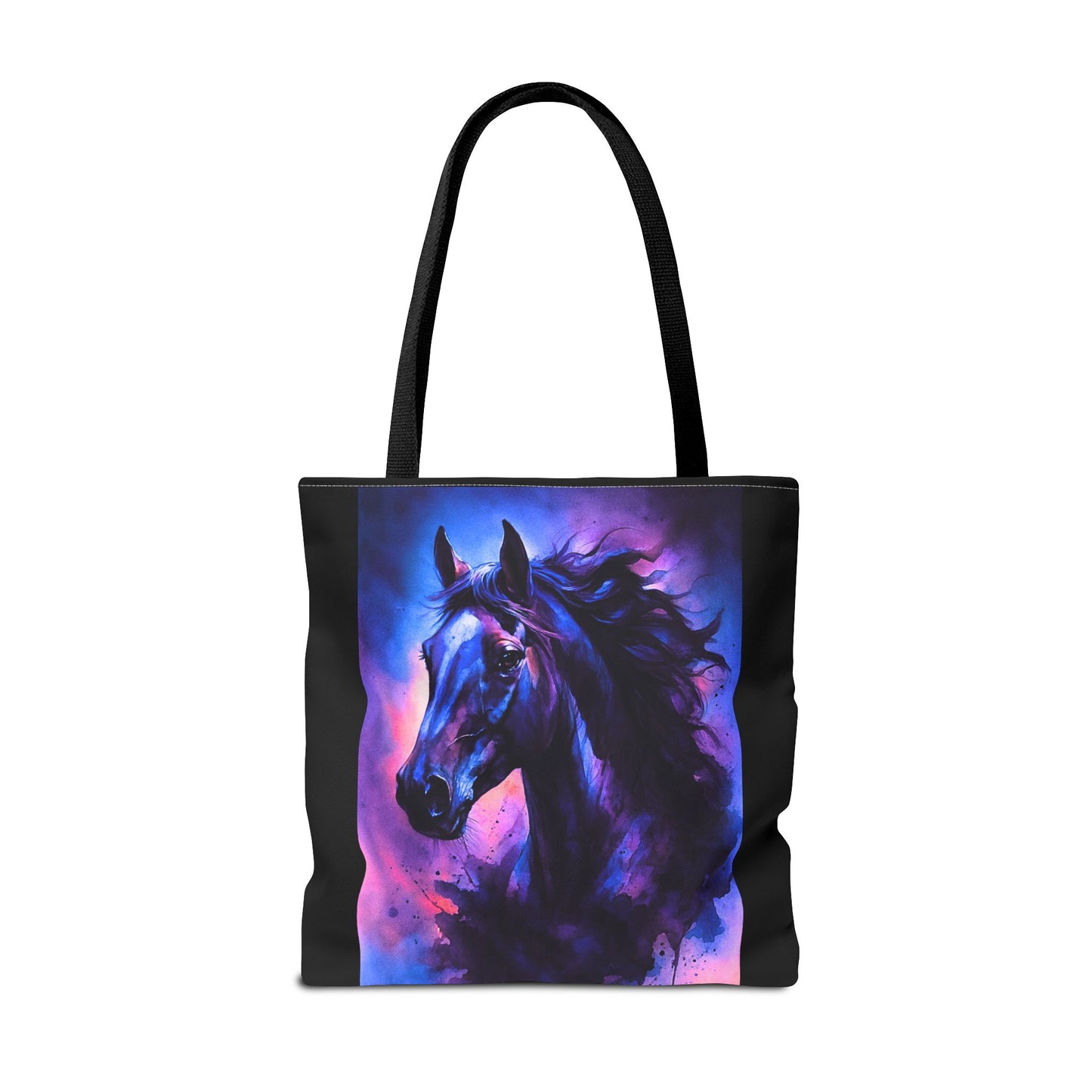 Bold Horse Tote Bag, Vibrant Blue & Purple Wild Spirit Artwork