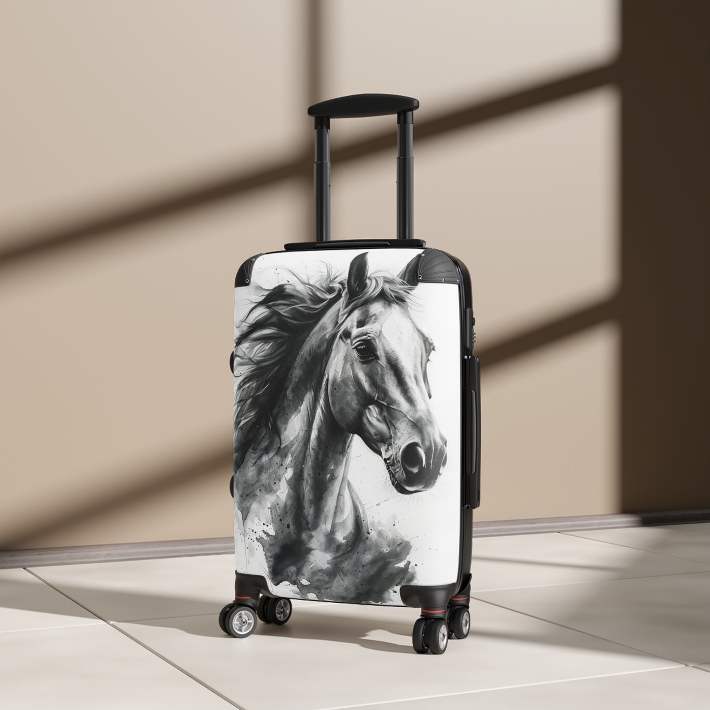 Elegant Black & White Horse Suitcase Equestrian Travel Luggage -- One of a KiNd Suitcase (Travel Tag Sold Separate)