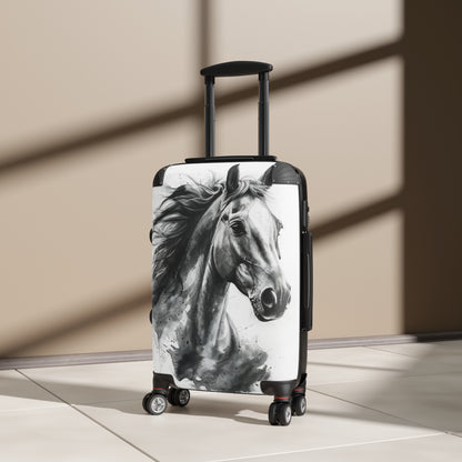 Elegant Black & White Horse Suitcase Equestrian Travel Luggage -- One of a KiNd Suitcase (Travel Tag Sold Separate)