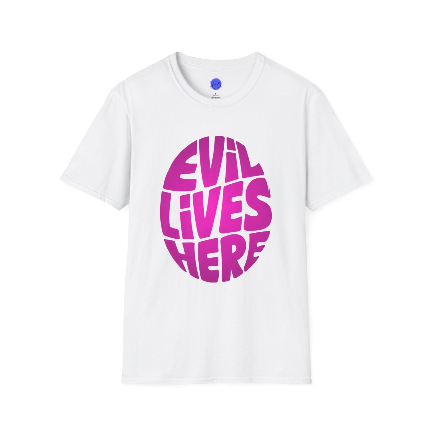 Evil Lives Here Halloween T-shirt, Spooky Retro Style, Mens