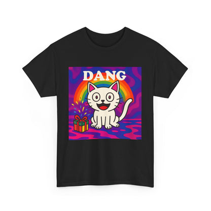 Funny Cat Rainbow T-Shirt Cute Cartoon Kitty Graphic Tee Gift