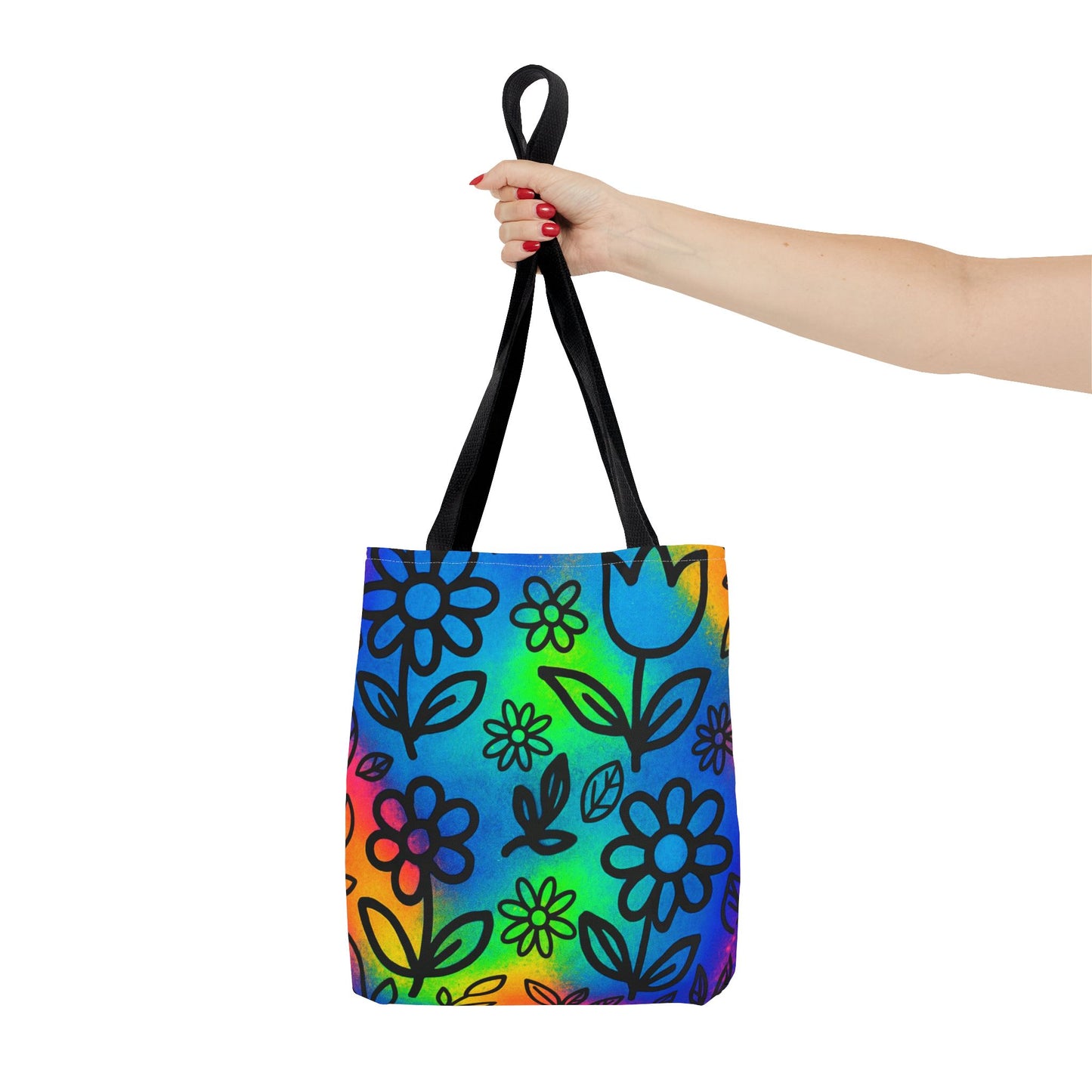 Rainbow Floral Tote Bag | Colorful Reusable Shopper