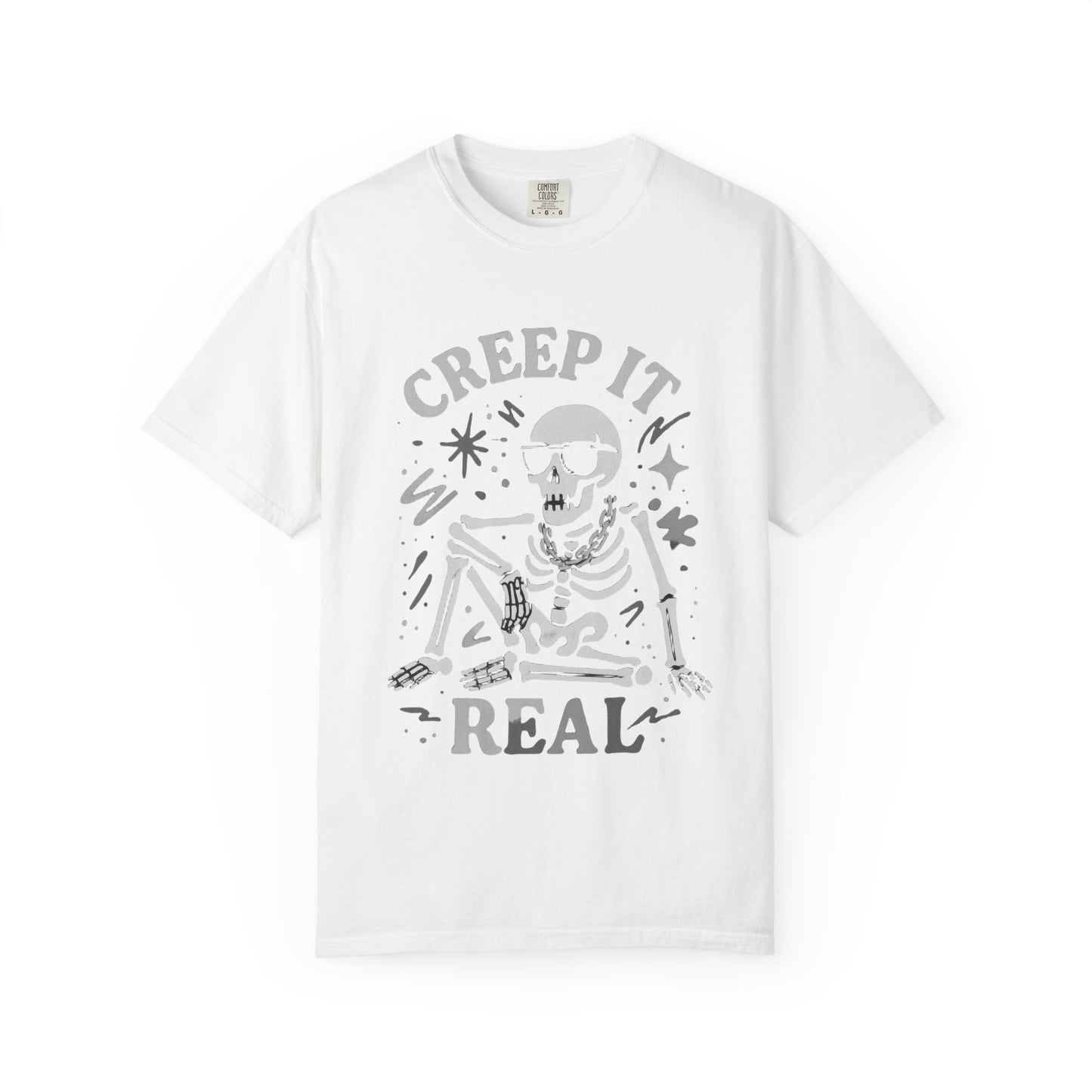 Creep It Real Skeleton T Shirt Funny Urban Halloween Graphic Tee Unisex Black Spooky T Shirt Unisex Garment Dyed  Tshirt Men Women