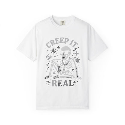 Creep It Real Skeleton T Shirt Funny Urban Halloween Graphic Tee Unisex Black Spooky T Shirt Unisex Garment Dyed  Tshirt Men Women
