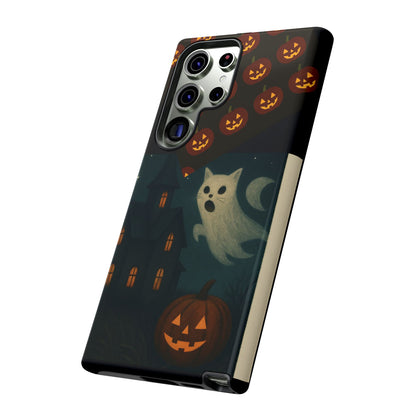Phone Case, Halloween Haunted House Cat Ghost  iPhone 16, 15, 14, Pixel 8, 6 Samsung Galaxy 25, 24, 23