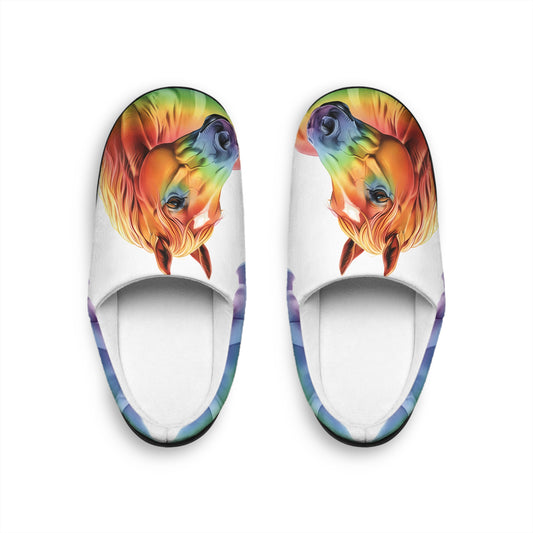 Womens Rainbow Horse Slippers