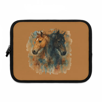 Horse Laptop Sleeve Poetry in Motion Equestrian Case  7in, 10in, 13in, 15in, 17in Rustic Horse Art Tech AccessoryLaptop Sleeve