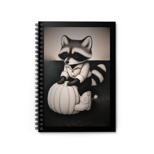 Autumn Raccoon Notebook  Pumpkin Forest Animal Journal  Cute Spiral Sketchbook Gift  Spiral Notebook  Ruled Line