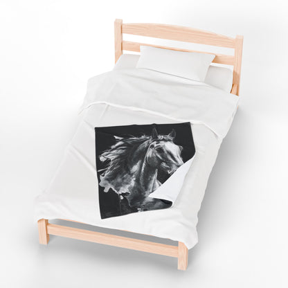 Black Stallion Art Blanket | Luxury Horse Lover Throw