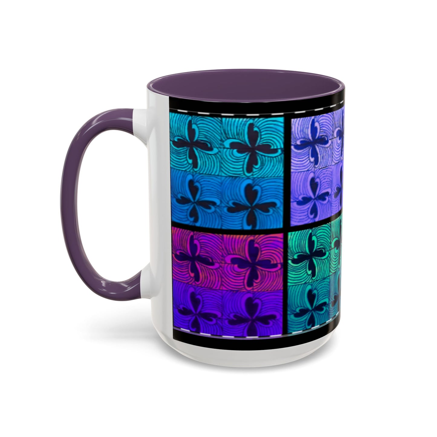Blue Purple Tile Fleur-de-Lis Mug | Accent Coffee Mug