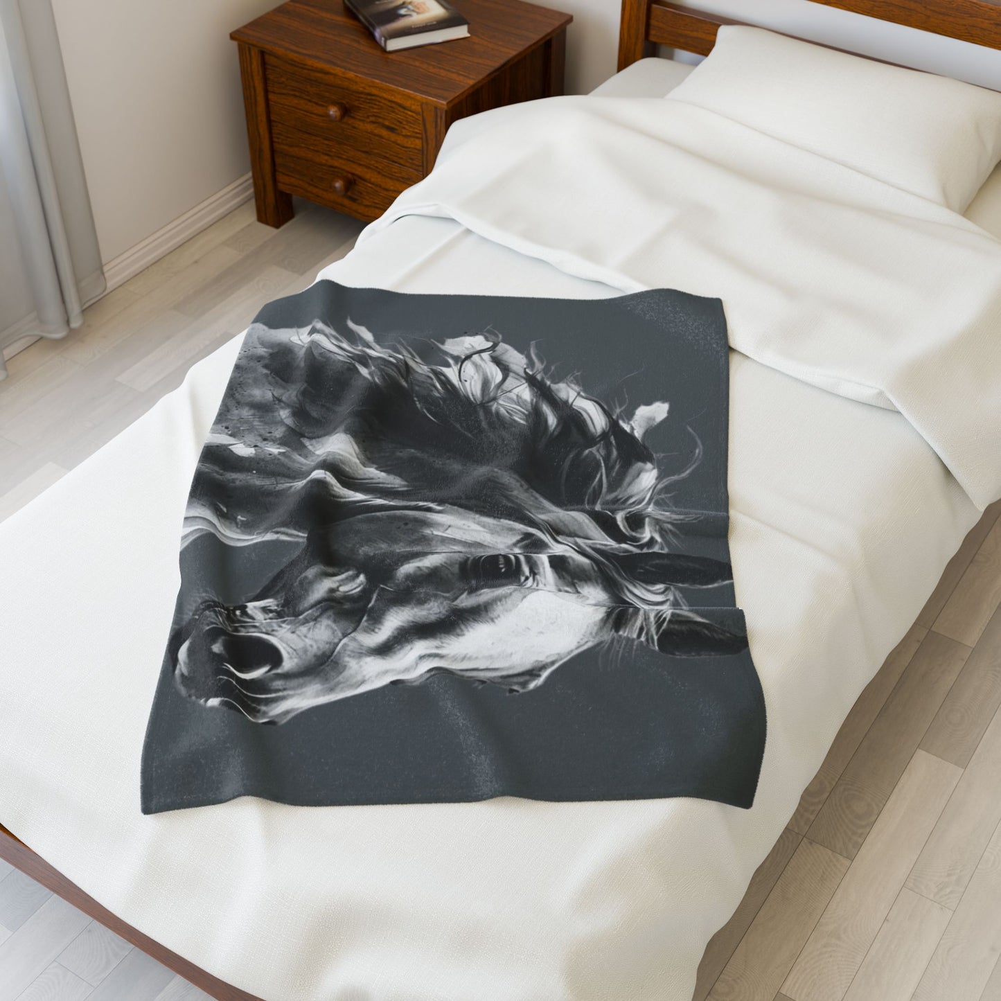 Black Stallion Art Blanket | Luxury Horse Lover Throw