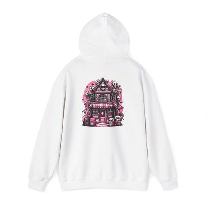 Haunted Candy Shop Hoodie Spooky Halloween Skull House Graphic Sweatshirt Unisex Heavy Blend™ Hooded Sweatshirt