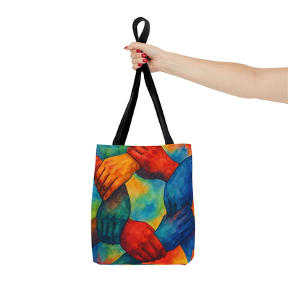 Unity Hands Tote Bag | Colorful Art Bag
