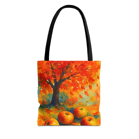 Autumn Apple Orchard Tote Bag  Fall Harvest Reusable Shoulder Bag  Tote Bag (AOP)