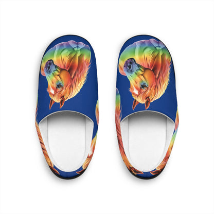 Womens Rainbow Horse Slippers