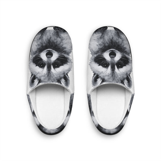 Watercolor Raccoon Indoor Slippers | Cozy Animal Face Printed Slippers