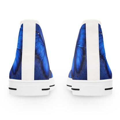 Blue Butterfly Print High Top Sneakers | Floral Insect Pattern