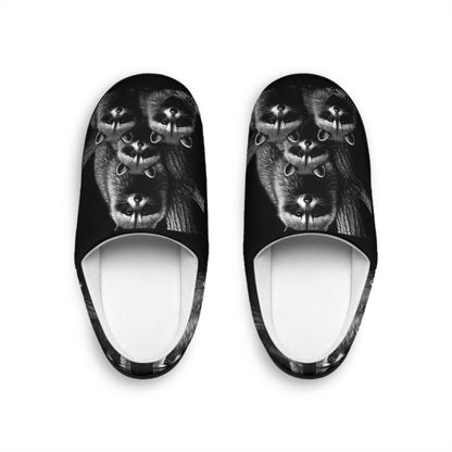 Women Black and White Raccoon Slippers