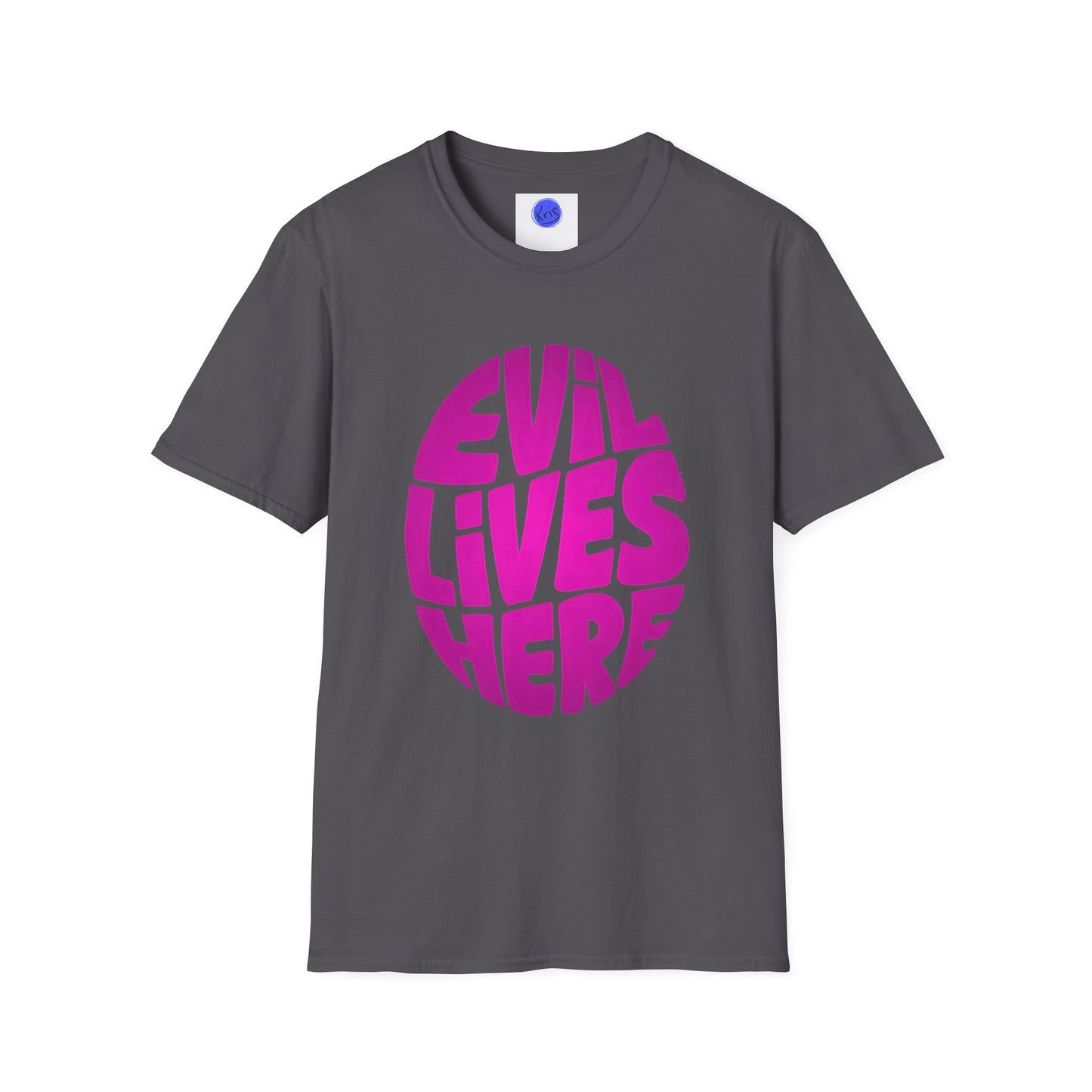 Evil Lives Here Halloween T-shirt, Spooky Retro Style, Mens