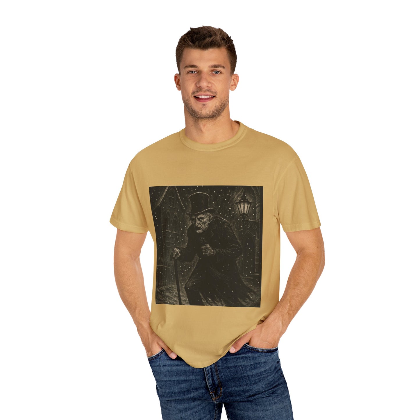Gothic Scrooge T Shirt Dark Christmas Carol Shirt Vintage Haunted Dickens Tee Unisex Garment Dyed T shirt