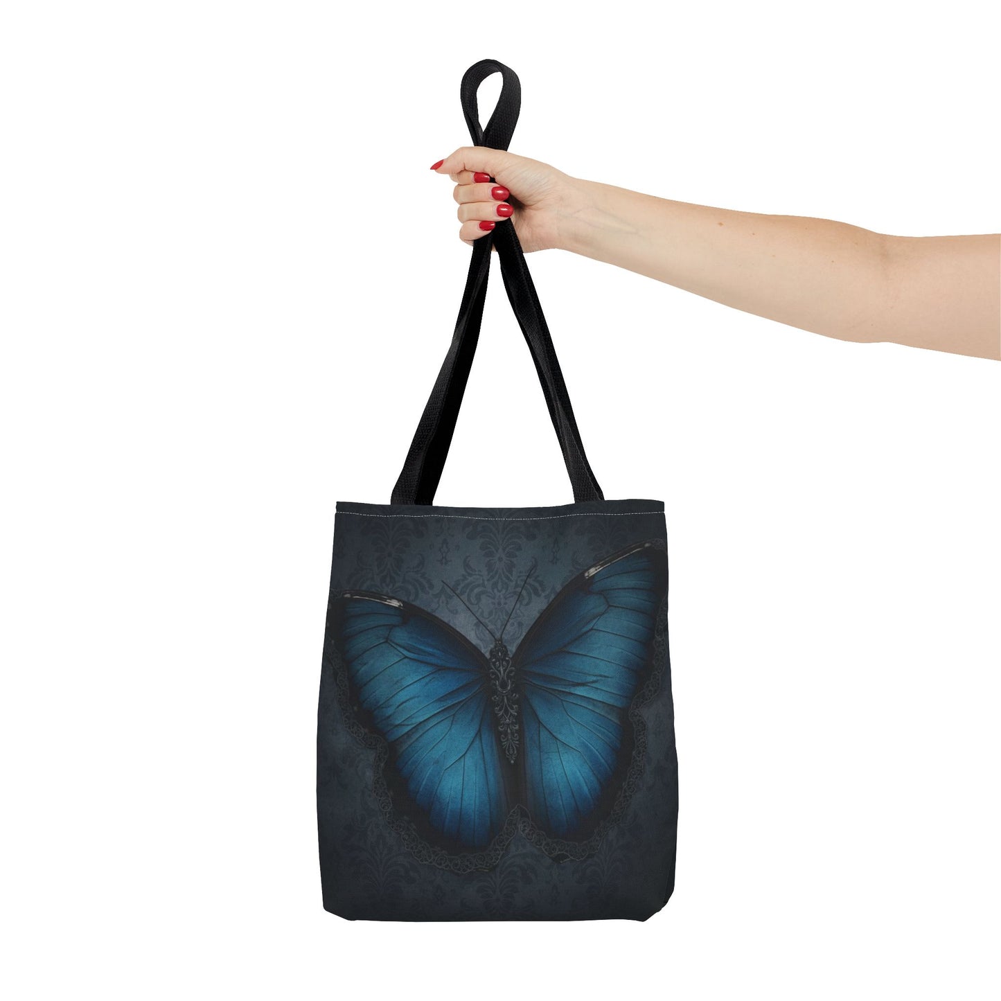 Blue Butterfly Tote Bag | Elegant Gothic Art Bag