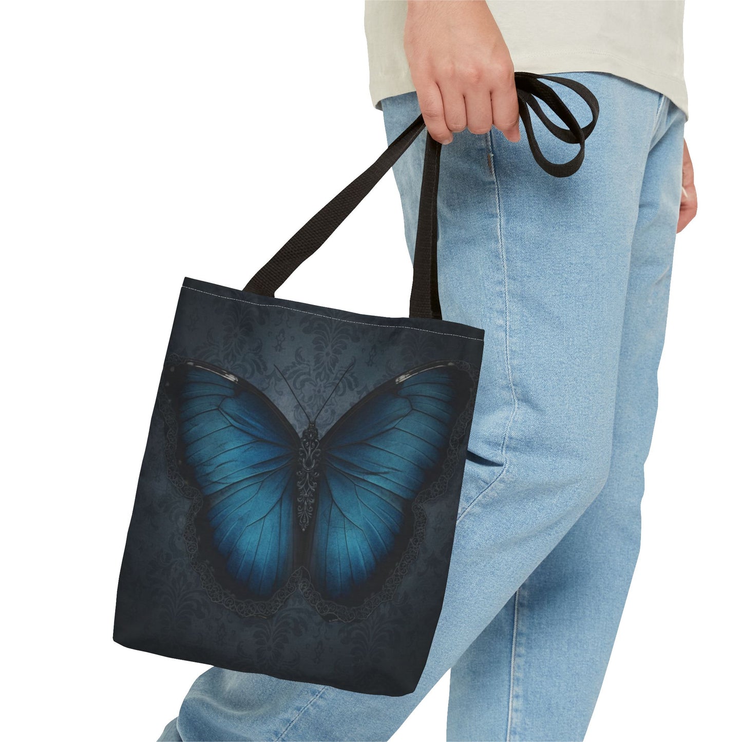 Blue Butterfly Tote Bag | Elegant Gothic Art Bag