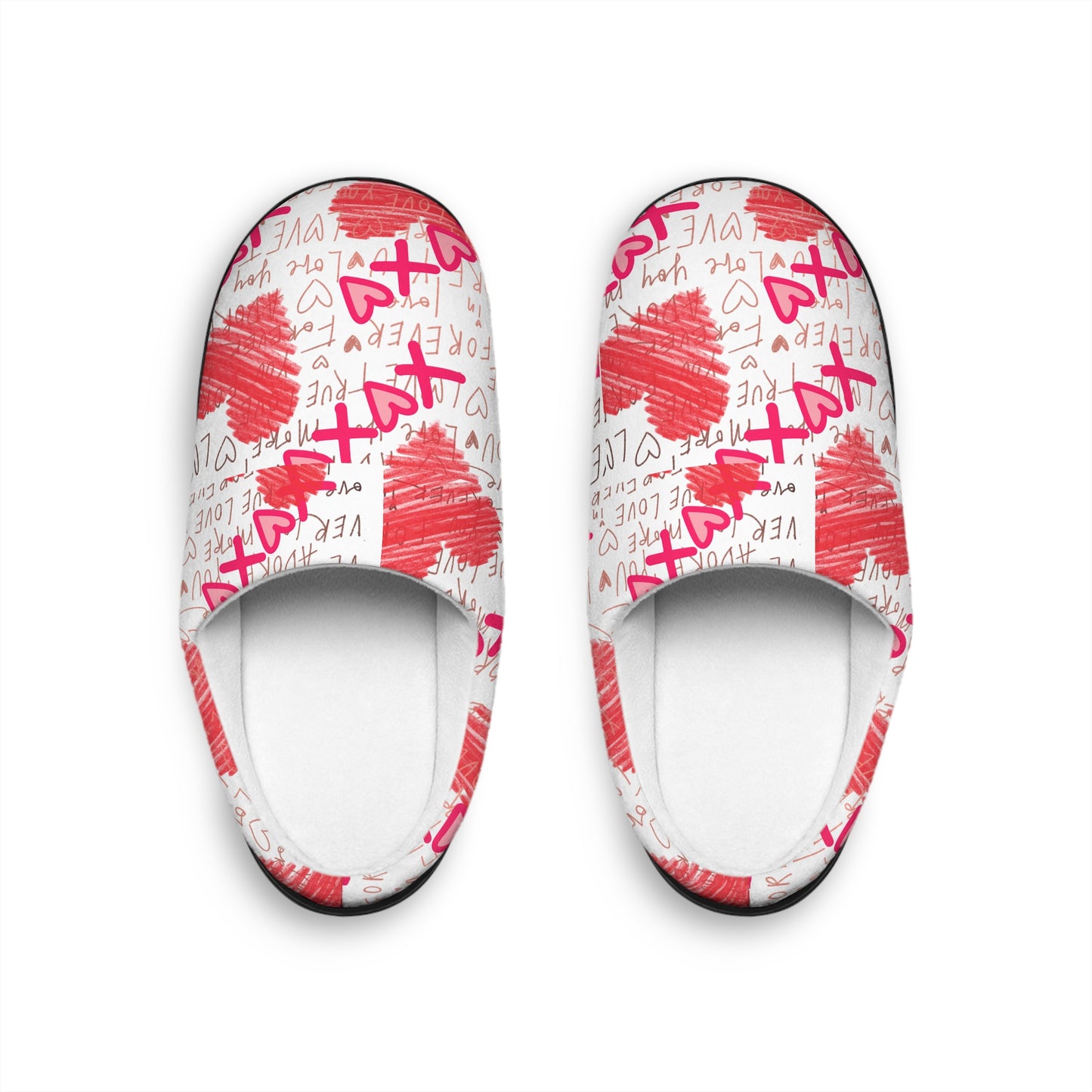 Red Heart Scribble Indoor Slippers | Love Pattern
