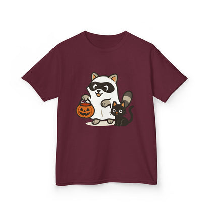 Cute Raccoon  Cat Halloween Shirt  Funny Trick or Treat Tee for Kids & Adults Kids Heavy Cotton™ Tee