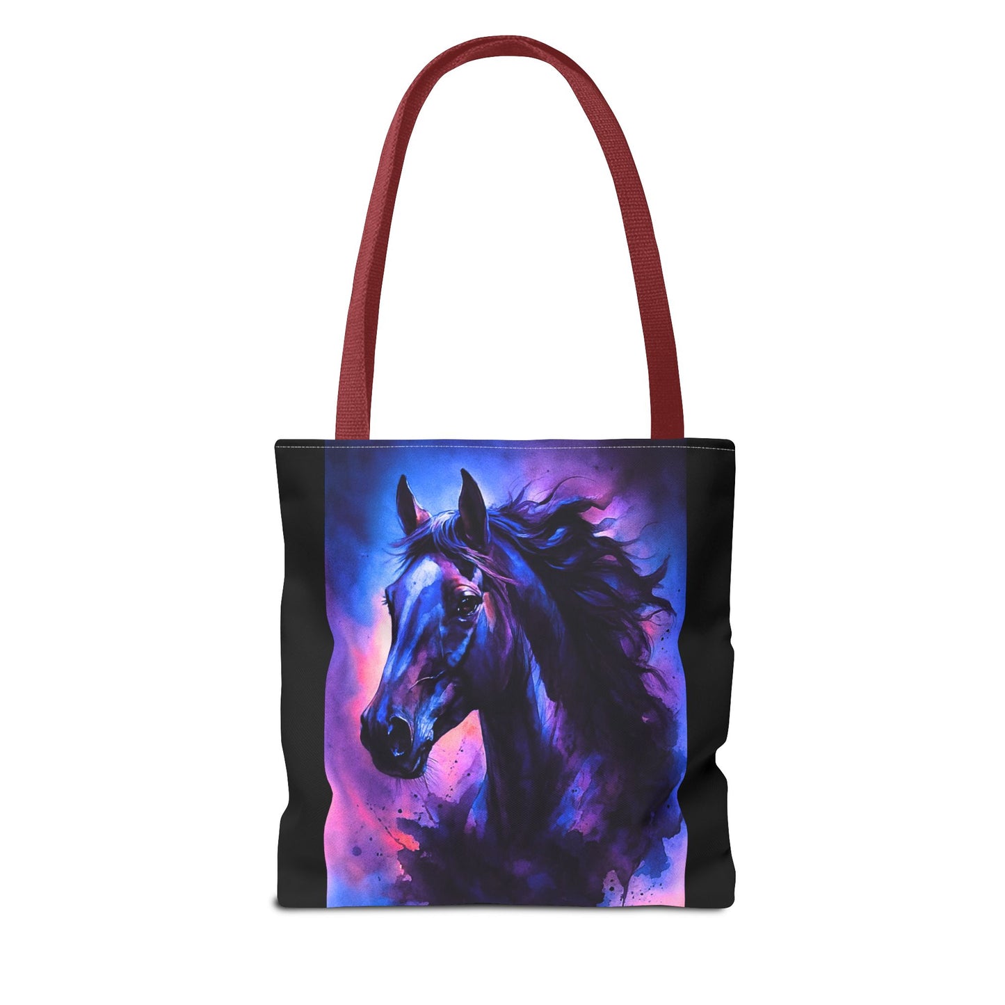 Bold Horse Tote Bag, Vibrant Blue & Purple Wild Spirit Artwork