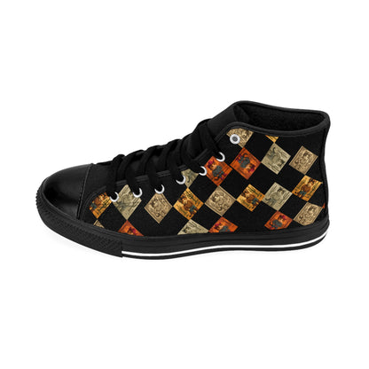 Checkered Art High Tops | Vintage Pattern Statement Sneakers