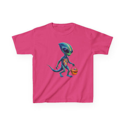 Alien Trick or Treat Halloween Kids T Shirt Cute Sci Fi Costume Tee Kids Heavy Cotton™ Tee