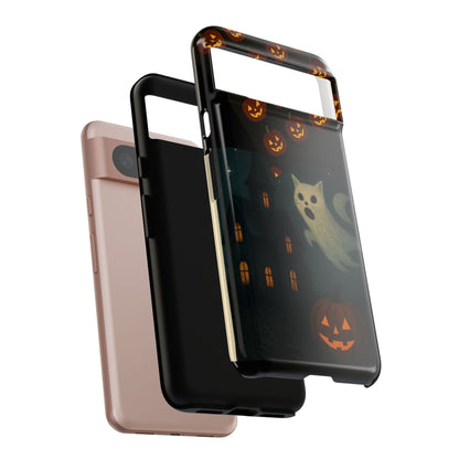 Phone Case, Halloween Haunted House Cat Ghost  iPhone 16, 15, 14, Pixel 8, 6 Samsung Galaxy 25, 24, 23
