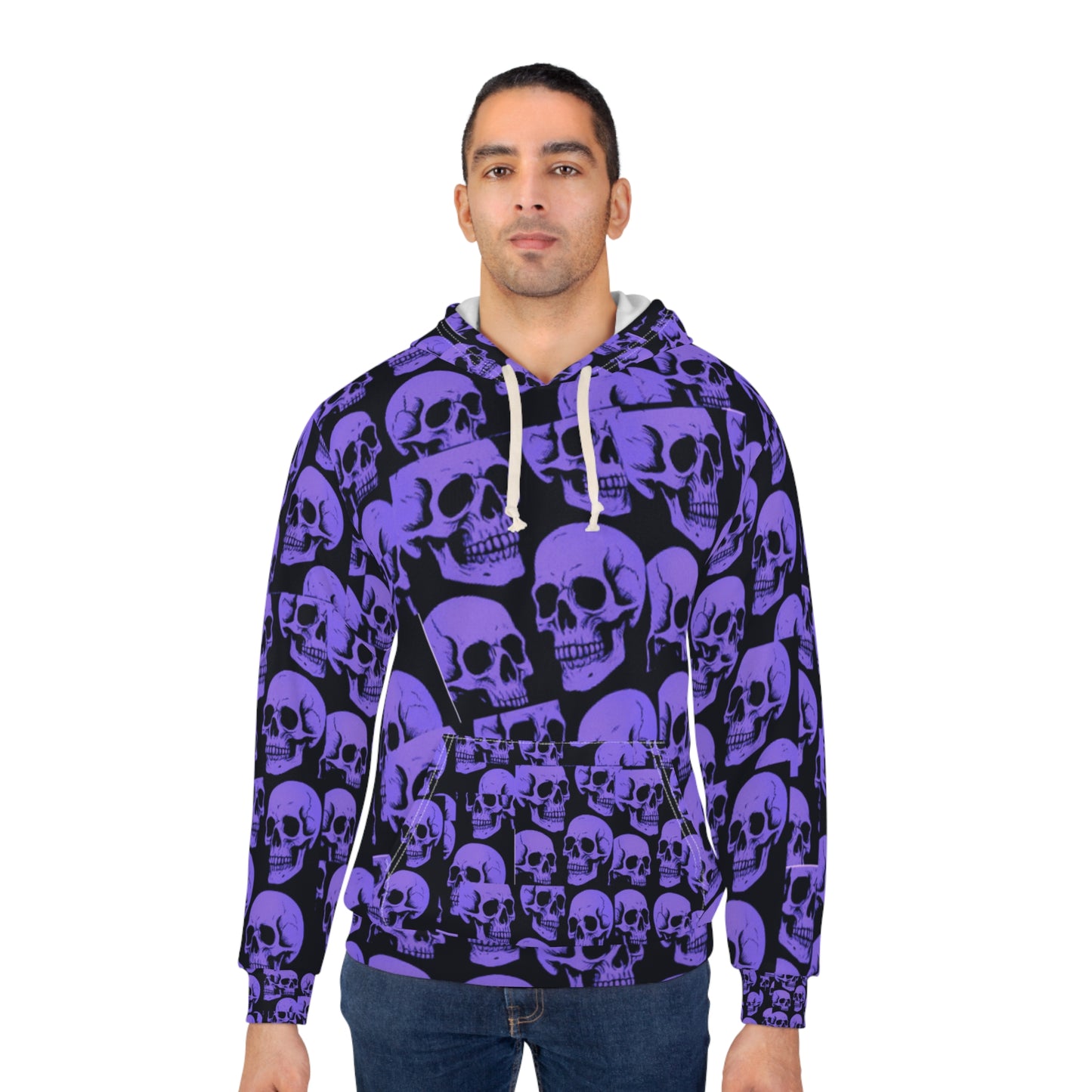 Purple Skull Hoodie, Gothic Halloween Sweatshirt, Spooky Streetwear