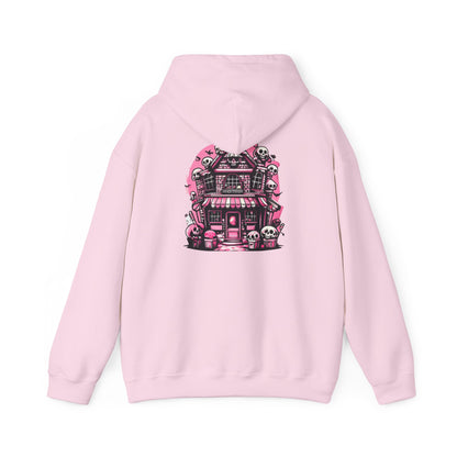 Haunted Candy Shop Hoodie Spooky Halloween Skull House Graphic Sweatshirt Unisex Heavy Blend™ Hooded Sweatshirt