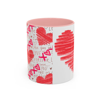Red Scribble Heart Coffee Mug | Valentine Love Pattern Mug