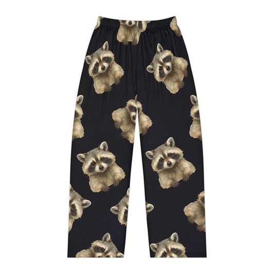 Watercolor Raccoon Faces Pajama Pants | AOP Printed Lounge Pants