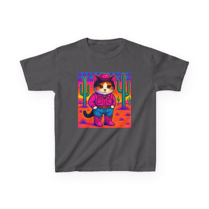 Cowgirl Cat Kids Shirt Cute Western Cat Tee Pink Calico Kitty Desert Shirt Y2K Girls Graphic Tee Kids Heavy