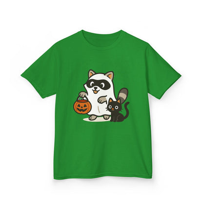 Cute Raccoon  Cat Halloween Shirt  Funny Trick or Treat Tee for Kids & Adults Kids Heavy Cotton™ Tee