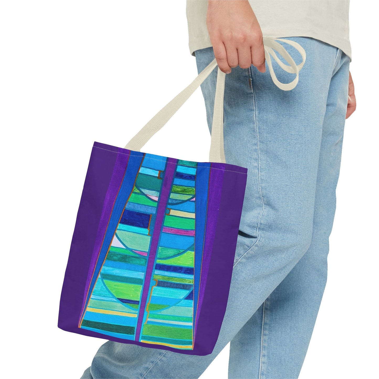 Abstract Blue Green Stained Glass Tote Bag