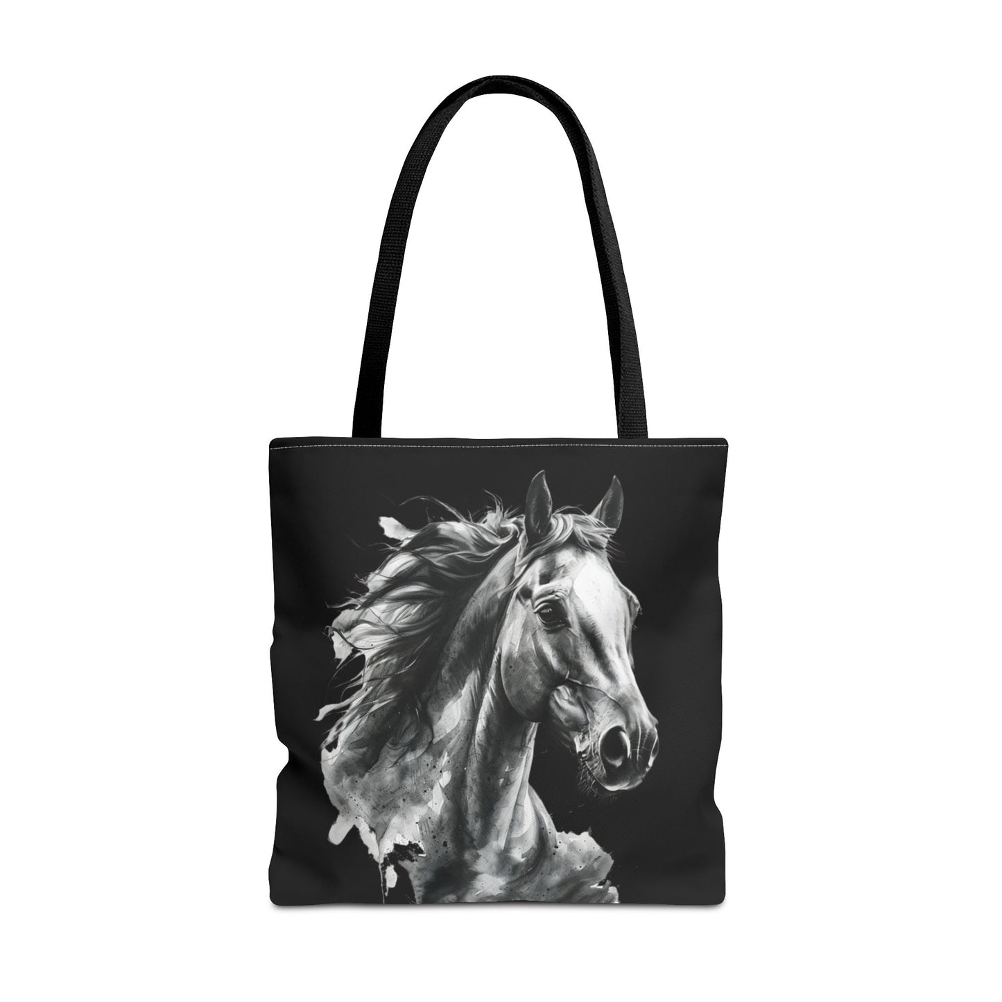 Black Horse Art Tote Bag | Bold Stallion Equestrian Gift