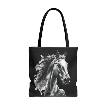 Black Horse Art Tote Bag | Bold Stallion Equestrian Gift