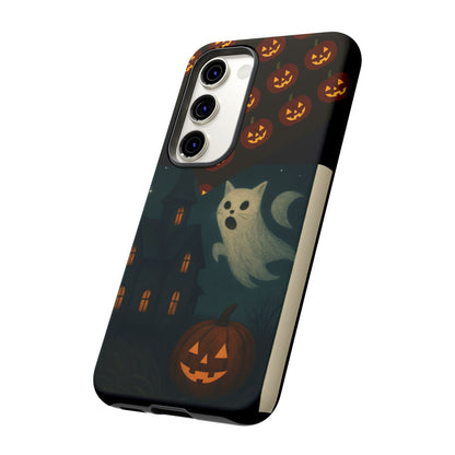 Phone Case, Halloween Haunted House Cat Ghost  iPhone 16, 15, 14, Pixel 8, 6 Samsung Galaxy 25, 24, 23