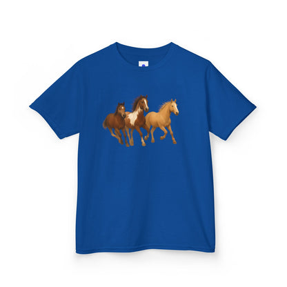 Kids Three Horse T shirt, Western, country, cute, Heavy Tee, fall, gallop, freedom