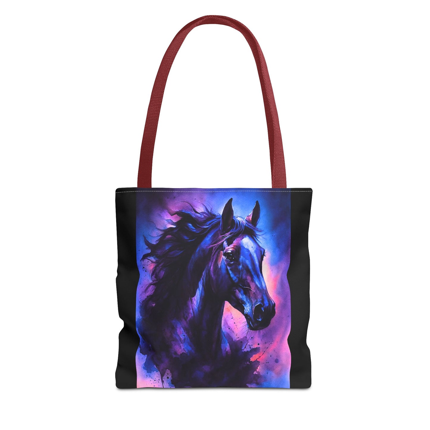 Bold Horse Tote Bag, Vibrant Blue & Purple Wild Spirit Artwork