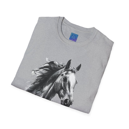 Black and White Horse Graphic T-Shirt Artistic Equestrian Tee