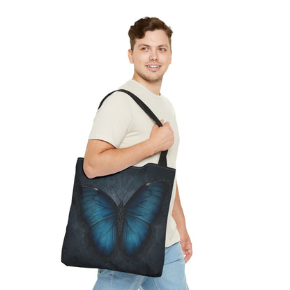 Blue Butterfly Tote Bag | Elegant Gothic Art Bag