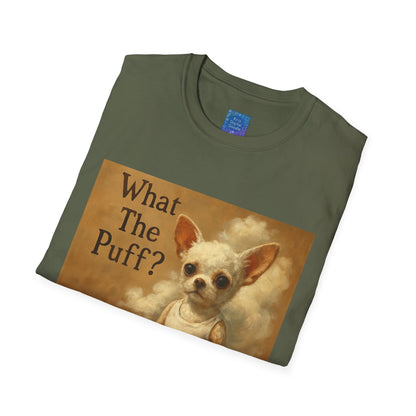 What The Puff? Chihuahua Illustration T-Shirt (Flour Cloud)| Vintage Style Pet Art