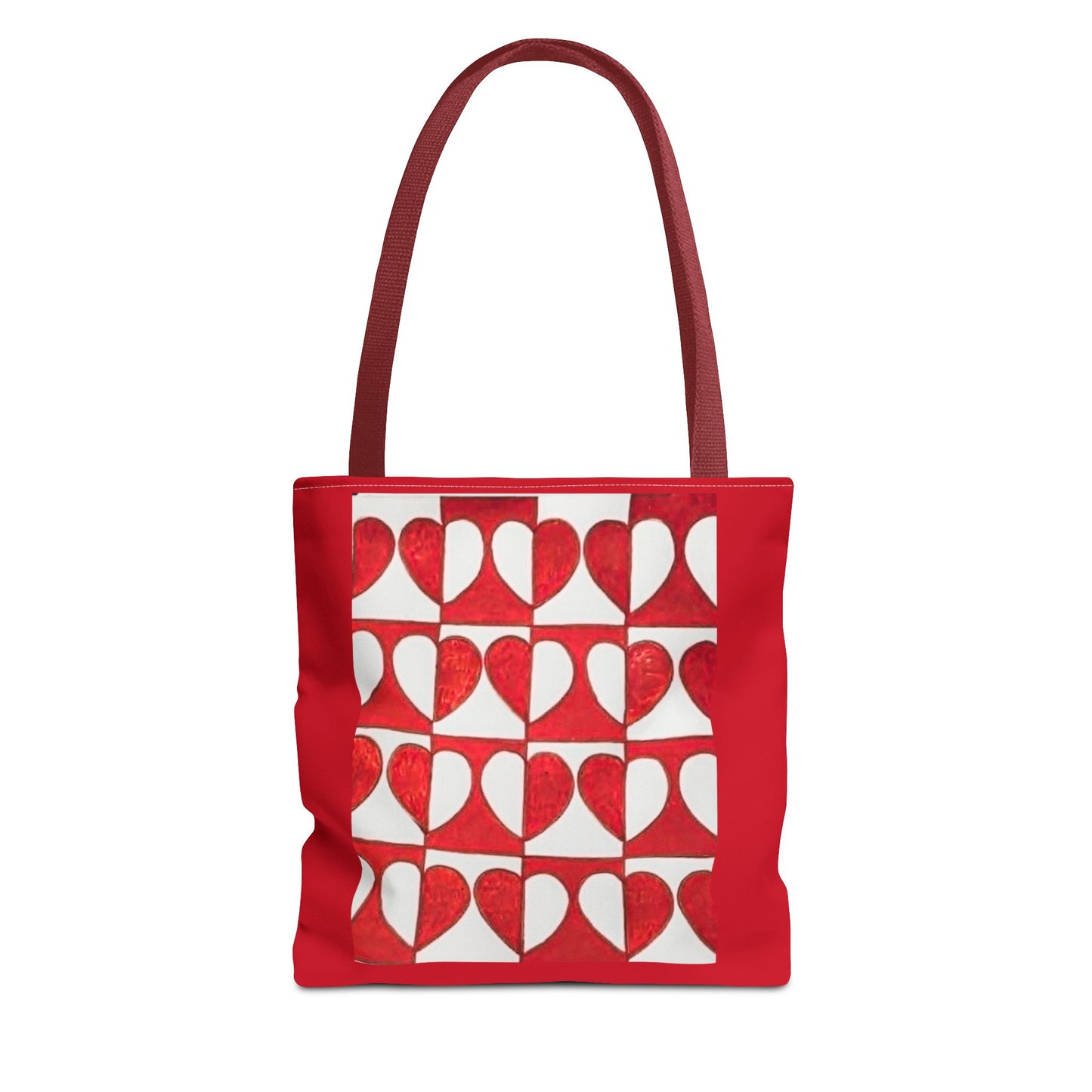 Red Heart Pattern Tote Bag | Repeating Valentine Heart Design