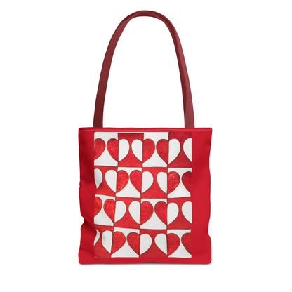 Red Heart Pattern Tote Bag | Repeating Valentine Heart Design